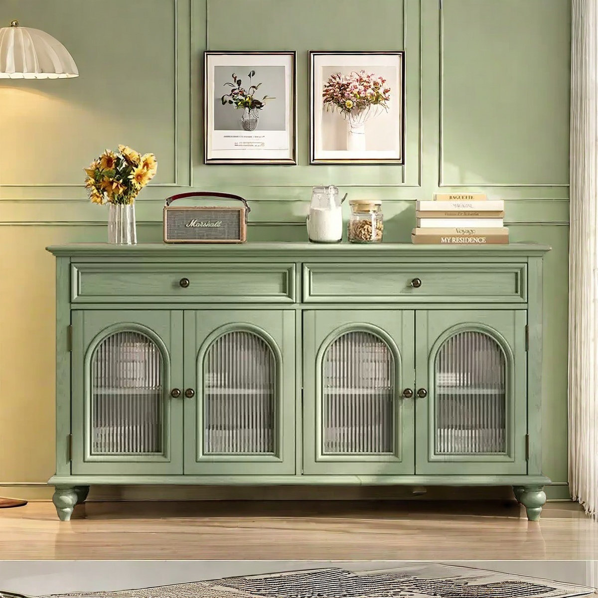 NICECABINET Elegant & Exquisite Solid Wood Green Sideboard | Wayfair